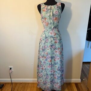 Madison Leigh Floral Print Maxi Dress - Green and Pink